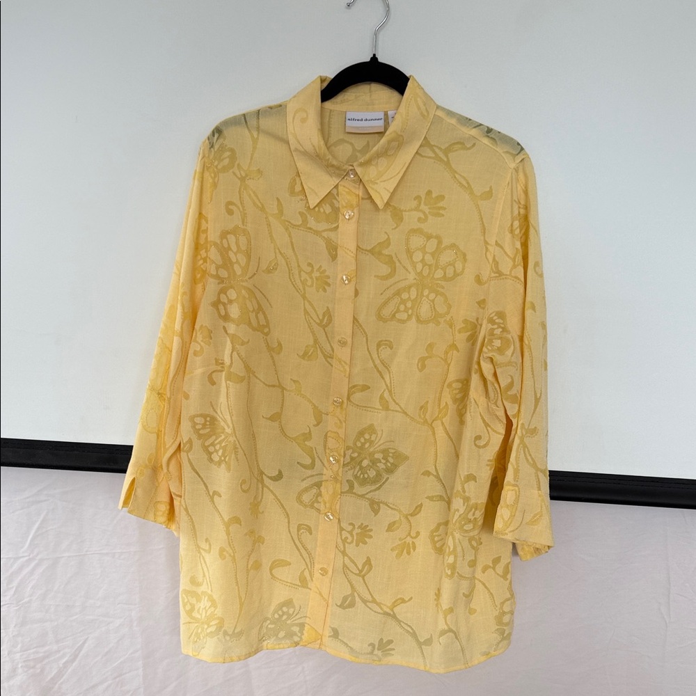 Alfred Dunner Yellow Floral Blouse